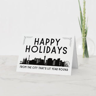 ALWAYS LIT Vegas Happy Holidays Greeting Card 