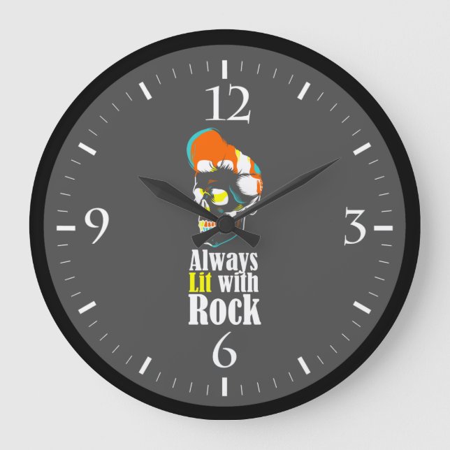 Always lit with rock large clock (Front)