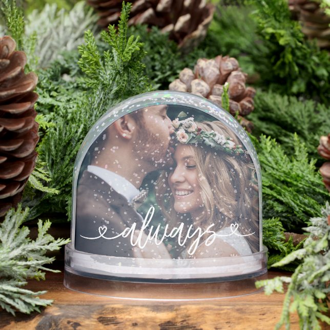 Always Love Hearts Valentines Personalised Photo Snowglobe (Winter)