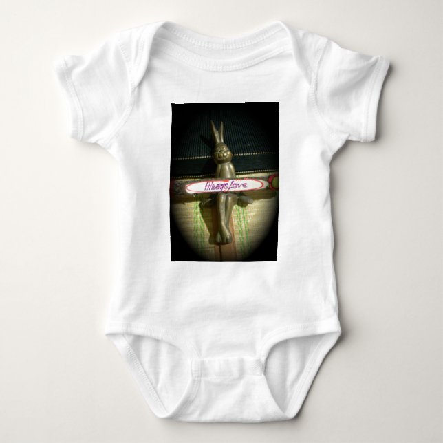 Always Love Inspirational Rabbit Art Print Design Baby Bodysuit (Front)
