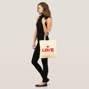 Always LOVE with Red Hearts typography Tote Bag