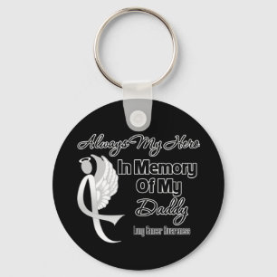 Always My Hero In Memory Daddy - Lung Cancer Key Ring