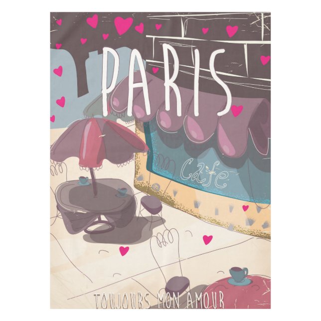 Always my love - Paris travel poster Tablecloth (Front)