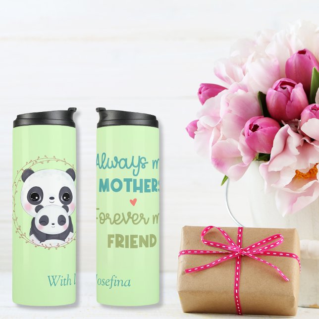 Always my Mother - Panda Mum & Baby Green custom Thermal Tumbler (Always my Mother - Penguin Mum & Baby Thermal Tumbler)