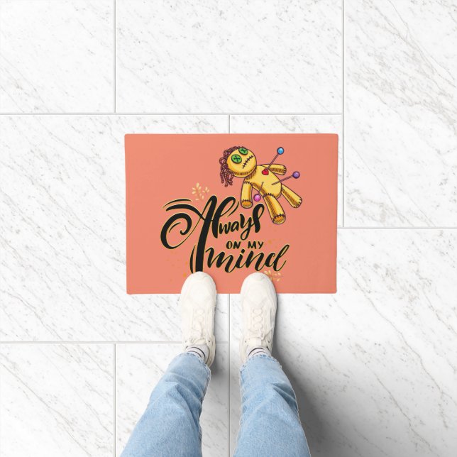 Always on My Mind Funny Halloween Voodoo Doll Doormat (Indoor)