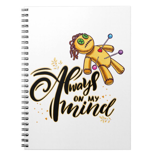 Always on My Mind Funny Halloween Voodoo Doll Notebook (Front)