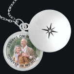 Always on my Mind Personalised Photo Locket Necklace<br><div class="desc">Elegant photo locket to keep a lost loved one close. The template is set up for you to add your own photo and you can also edit all of the text if you wish. The wording sits on a semi-transparent border overlay, above your photo. The sample text reads "always on...</div>
