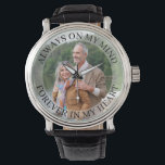 Always on My Mind Remembrance Photo Watch<br><div class="desc">Personalised remembrance photo watch (or personalise for anything you want). The template is set up for you to add your own photo and you can also edit all of the text if you wish. The wording sits on a semi-transparent border overlay above your photo. The sample text reads "always on...</div>