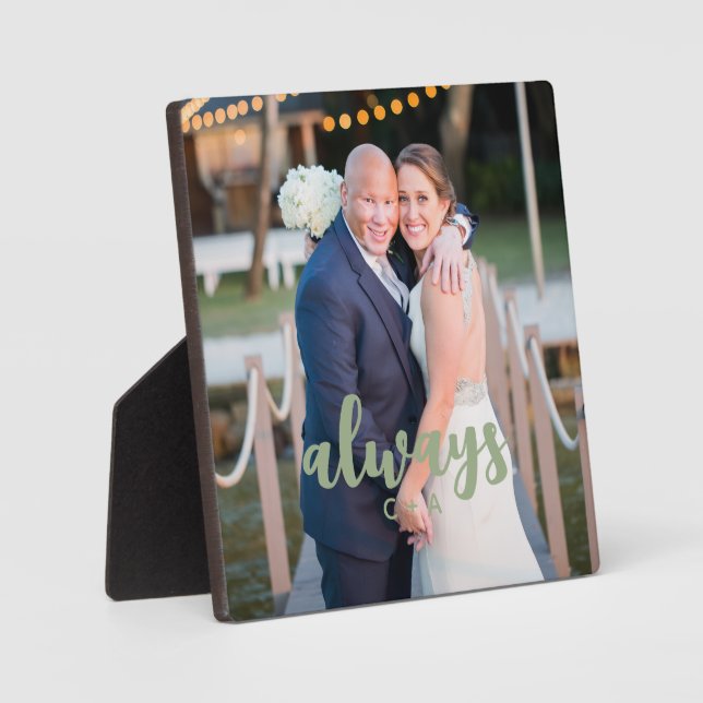 Always Script Overlay Personalised Couples Photo  Plaque (Front)