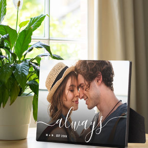 Always Script Overlay Personalised Couples Photo Plaque
