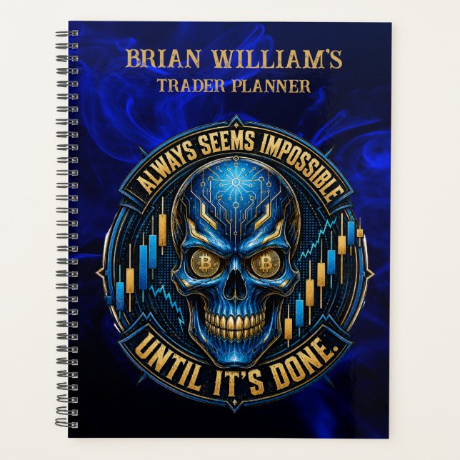 Always Seems Impossible Blue Glow Bitcoin Planner (Front)