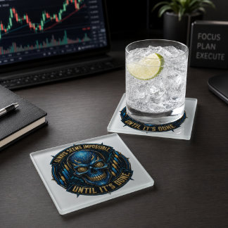 Always Seems Impossible Until It’s Done Bitcoin Glass Coaster