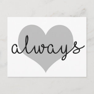 always simple modern heart black white postcard