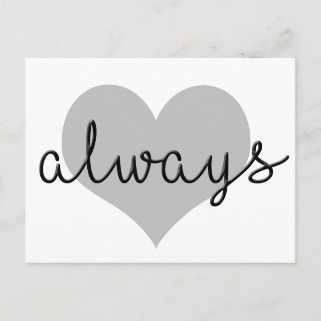 always simple modern heart black white postcard (Front)