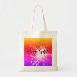 always sparkle sparkler purple orange motivational tote bag