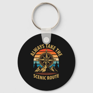 Always Take The Scenic Route Hiker Mountain Hiking Key Ring