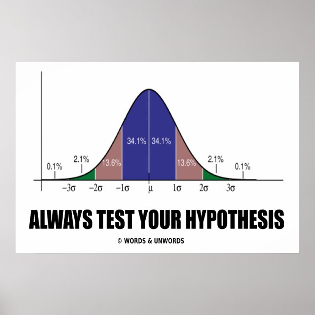 Always Test Your Hypothesis (Bell Curve Humour) Poster (Front)