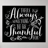 Always Thankful Script Thanksgiving Poster | Black