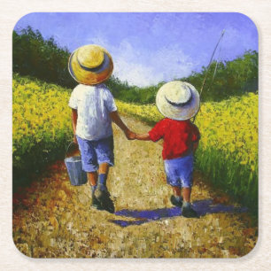Always Time for Fishing Fine Art Square Paper Coaster