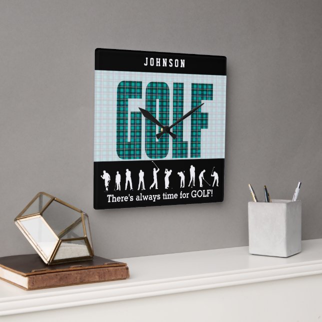 Always Time for Golf Square Wall Clock (Office)