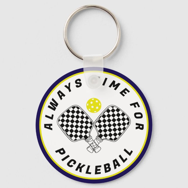 Always Time for Pickleball Paddles Black Olive Key Ring (Front)