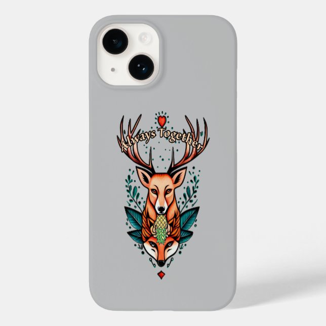 Always together stag and vixen tattoo style  Case-Mate iPhone case (Back)