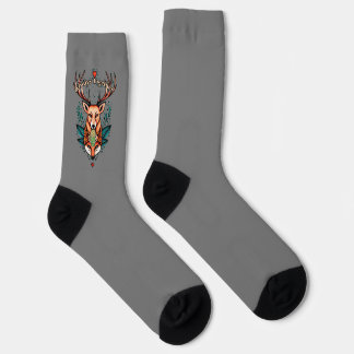 Always together stag and vixen tattoo style socks