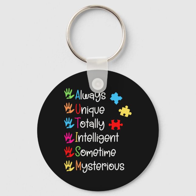 Always Unique Autism Awareness Totally Intelligent Key Ring (Front)