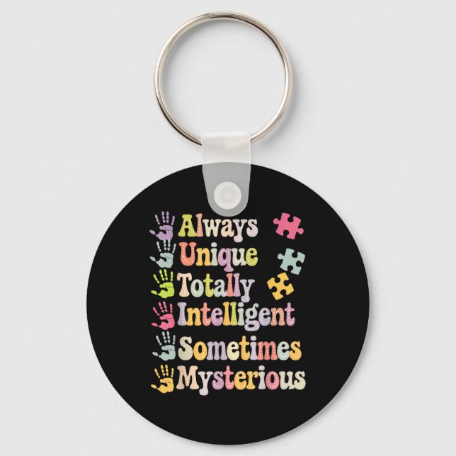 Always Unique Autism Awareness Totally Intelligent Key Ring (Front)