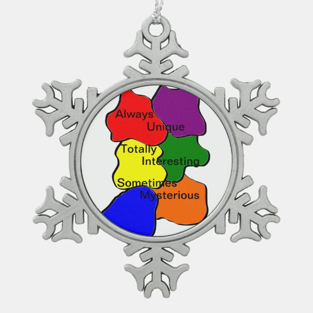 Always Unique Autism Pewter Snowflake Ornament (Front)