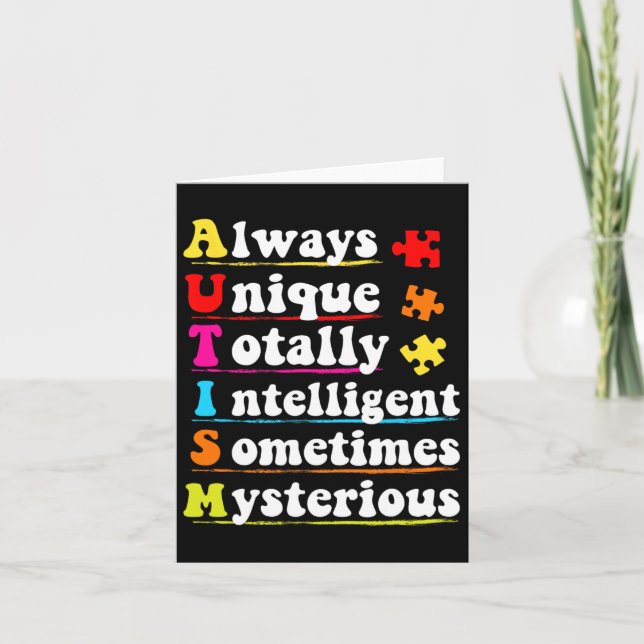 Always Unique Intelligent Autism Awareness Autisti Card (Front)