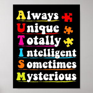 Always Unique Intelligent Autism Awareness Autisti Poster