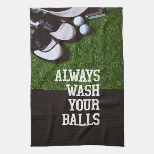Always Wash Your Balls for golfer Tea Towel