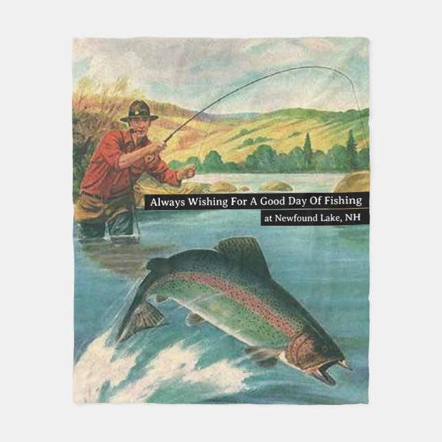 Always Wishing For a Good Day of Fishing Customise Fleece Blanket (Front)