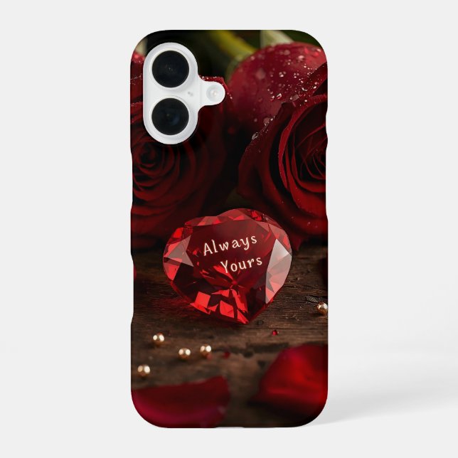 Always Yours Red Rose Romantic Valentine Aesthetic iPhone 16 Case (Back)