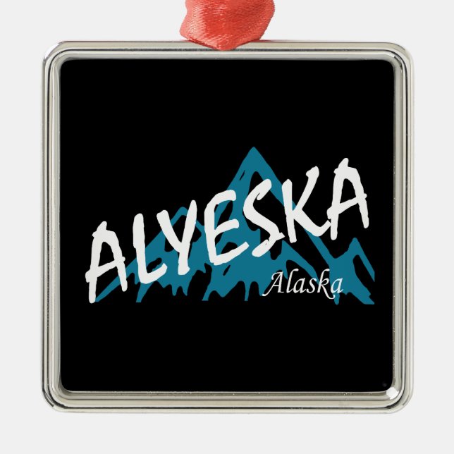 Alyeska Alaska Mountains Metal Tree Decoration (Front)