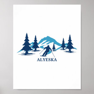 Alyeska Alaska Ski Resort Skiing Skier Poster