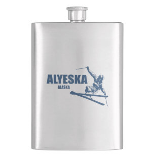 Alyeska Alaska Skier Hip Flask