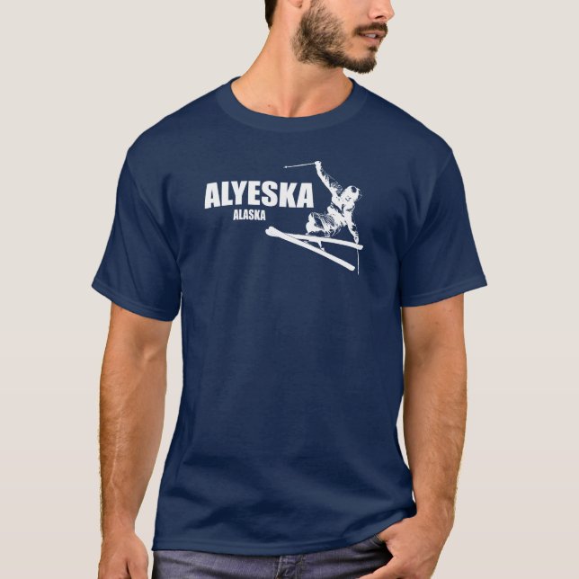 Alyeska Alaska Skier T-Shirt (Front)