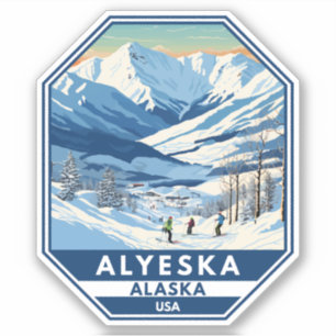 Alyeska Alaska Winter Travel Art Vintage