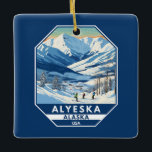 Alyeska Alaska Winter Travel Art Vintage Ceramic Ornament<br><div class="desc">Alyeska Winter art design showcasing the winter landscape.</div>