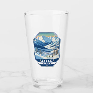 Alyeska Alaska Winter Travel Art Vintage Glass