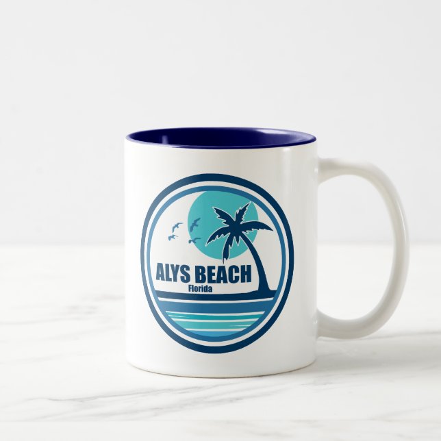 Alys Beach Fort Walton Palm Tree Birds Two-Tone Coffee Mug (Right)