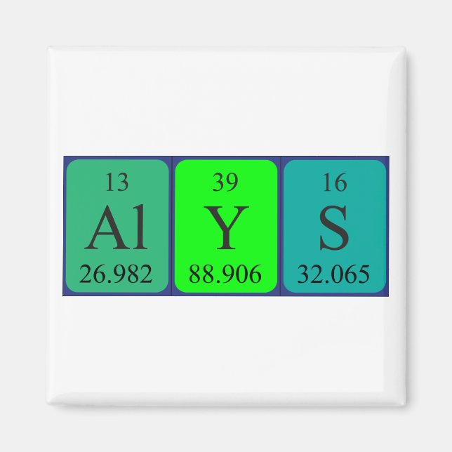Alys periodic table name magnet (Front)