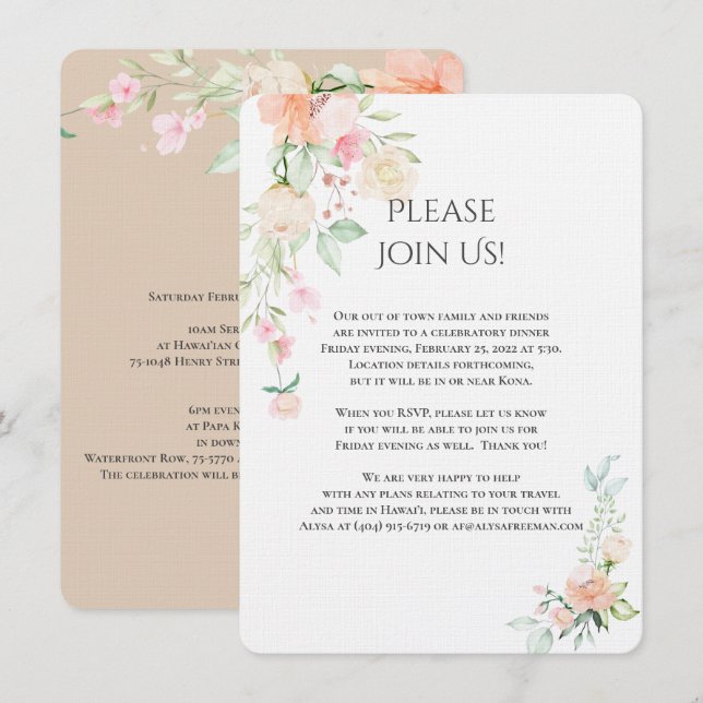 Alysa -Revised2 Details Watercolor Spring Blossoms Invitation (Front/Back)