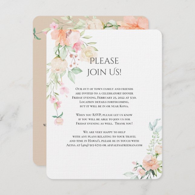 Alysa -Revised2a Detail Watercolor Spring Blossoms Invitation (Front/Back)