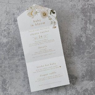 ALYSSA Baby In Bloom Diaper Raffle Baby Shower All In One Invitation