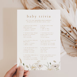 ALYSSA Boho Flower Baby Shower Trivia Game Card