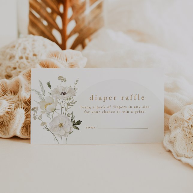 ALYSSA Boho Girl Flower Baby Shower Diaper Raffle Enclosure Card (ALYSSA Boho Girl Flower Baby Shower Diaper Raffle Enclosure Card)