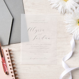 Alyssa Calligraphy Typography Elegant Wedding Vellum Invitations